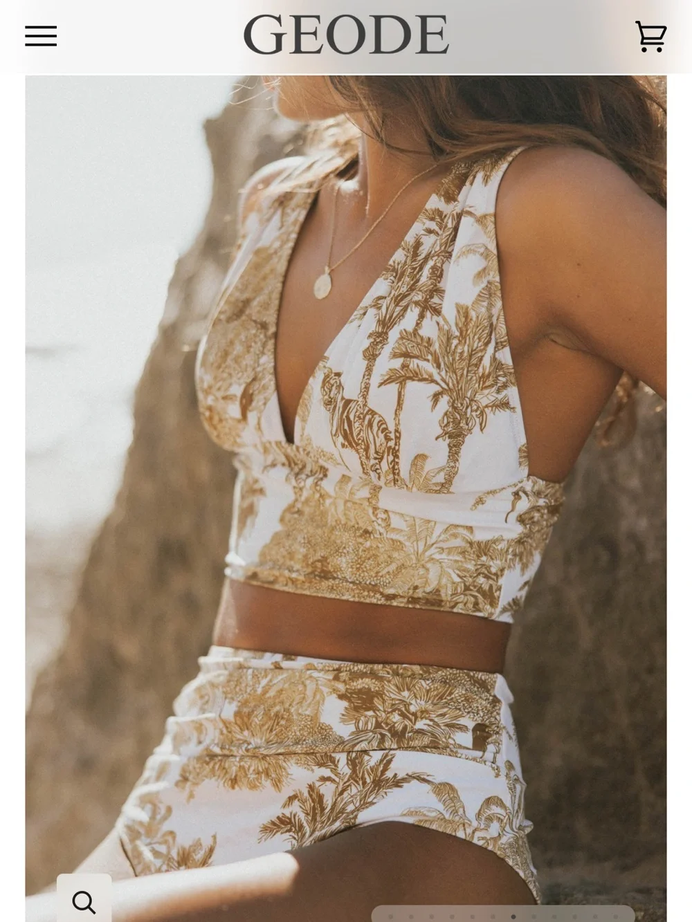 NWT Geode Swim Rio Top Toile Print Plunge Neck Tankini | Size Medium